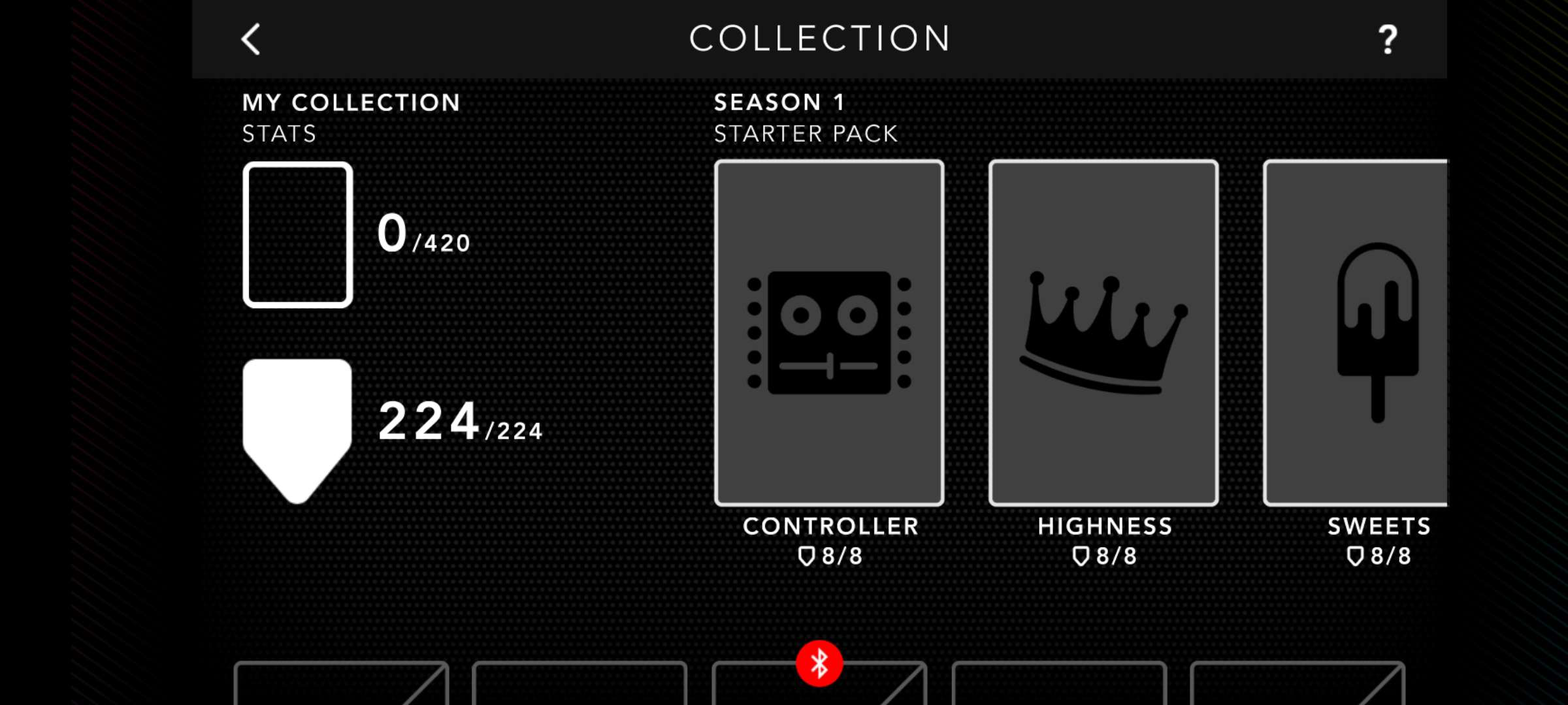 Collection screen displaying My Collection Stats and Season 1 Starter Pack card collection progress